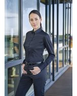 Langarm Damenbluse Active-Stretch in Slim-Fit schwarz
