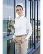 Langarm Damenbluse Active-Stretch in Slim-Fit weiß