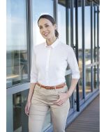 Damenbluse Active-Stretch mit 3/4-Ärmeln in Slim-Fit weiß
