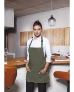 Kurze Latzschürze Basic mit Schnalle und Tasche moosgrün