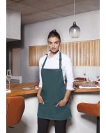 Kurze Latzschürze Basic mit Schnalle und Tasche piniengrün