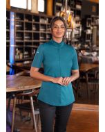 Kurzarm Damenkochjacke DIAMOND CUT® Avantgarde dunkelpetrol
