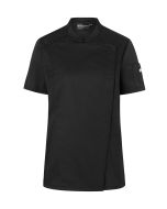 Kurzarm Damenkochjacke Modern-Look schwarz