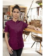 Kurzarm Damenkochjacke Green-Generation, aus nachhaltigem Material aubergine