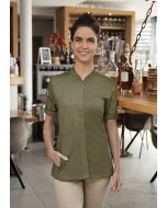 Kurzarm Damenkochjacke Green-Generation, aus nachhaltigem Material moosgrün