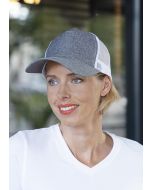 Trucker Mesh Cap, aus nachhaltigem Material, Recyceltes Polyester grau meliert/weiß