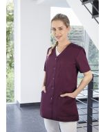 Kurzarm Damenkasack Essential, aus nachhaltigem Material aubergine
