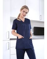 Kurzarm Damen-Schlupfkasack Essential, aus nachhaltigem Material marine