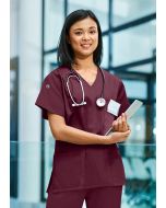 Kurzarm Damen-Schlupfkasack Essential, aus nachhaltigem Material aubergine