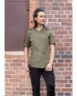 Kurzarm Damenkochjacke Denim-Style ROCK CHEF®-Stage2 vintage moss green