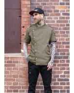 Kurzarm Herrenkochjacke Denim-Style ROCK CHEF®-Stage2 vintage moss green