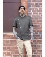 Kurzarm Herrenkochjacke Denim-Style ROCK CHEF®-Stage2 vintage black