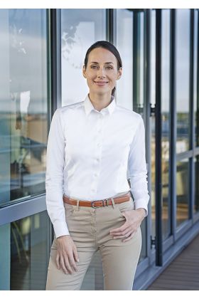 Langarm Damenbluse Active-Stretch in Modern-Fit weiß