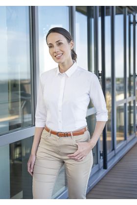 Damenbluse Active-Stretch mit 3/4-Ärmeln in Slim-Fit weiß