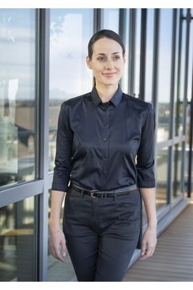 Damenbluse Active-Stretch mit 3/4-Ärmeln in Modern-Fit schwarz