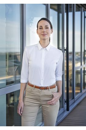 Damenbluse Active-Stretch mit 3/4-Ärmeln in Modern-Fit weiß