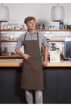 Latzschürze Basic mit Schnalle und Tasche hellbraun