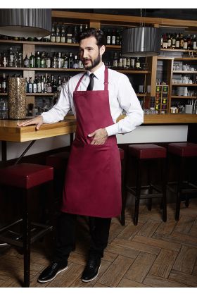 Latzschürze Basic mit Schnalle und Tasche bordeaux