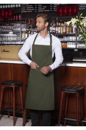 Latzschürze Basic mit Schnalle und Tasche moosgrün