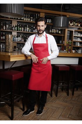 Latzschürze Basic mit Schnalle und Tasche rot