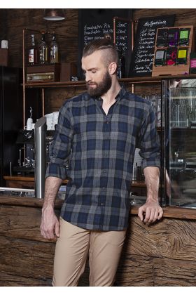 Herren Karohemd Urban-Style marine