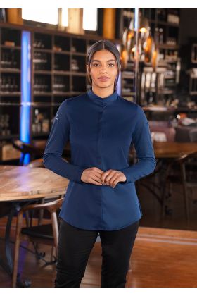 Langarm Damenkochjacke DIAMOND CUT® Avantgarde stahlblau