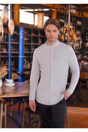 Langarm Herrenkochjacke DIAMOND CUT® Avantgarde silbergrau