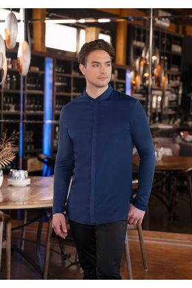 Langarm Herrenkochjacke DIAMOND CUT® Avantgarde stahlblau