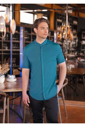 Kurzarm Herrenkochjacke DIAMOND CUT® Avantgarde dunkelpetrol