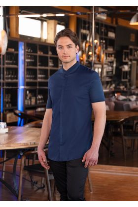 Kurzarm Herrenkochjacke DIAMOND CUT® Avantgarde stahlblau