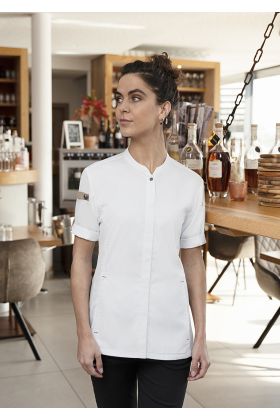 Kurzarm Damenkochjacke Green-Generation, aus nachhaltigem Material weiß