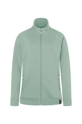 Damen Workwear Sweatjacke Soft-Face, aus nachhaltigem Material pistaziengrün