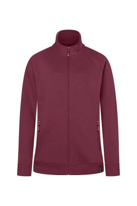 Damen Workwear Sweatjacke Soft-Face, aus nachhaltigem Material aubergine