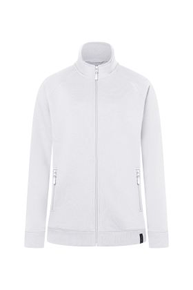 Damen Workwear Sweatjacke Soft-Face, aus nachhaltigem Material weiß