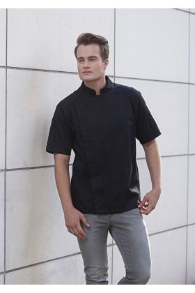 Kurzarm Kochjacke Modern-Look schwarz