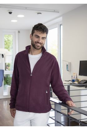 Herren Workwear Fleecejacke Warm-Up, aus nachhaltigem Material aubergine