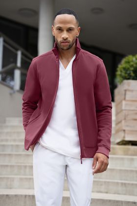 Herren Workwear Sweatjacke Soft-Face, aus nachhaltigem Material aubergine