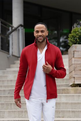 Herren Workwear Sweatjacke Soft-Face, aus nachhaltigem Material rot