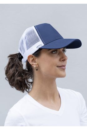 Trucker Mesh Cap, aus nachhaltigem Material, Recyceltes Polyester marine/weiß