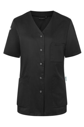 Kurzarm Damenkasack Essential, aus nachhaltigem Material schwarz