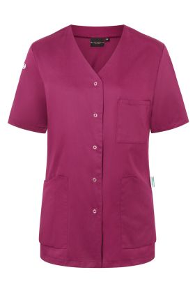 Kurzarm Damenkasack Essential, aus nachhaltigem Material fuchsia