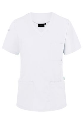 Kurzarm Damen-Schlupfkasack Essential, aus nachhaltigem Material weiß