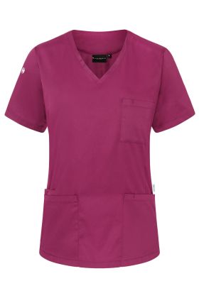 Kurzarm Damen-Schlupfkasack Essential, aus nachhaltigem Material fuchsia