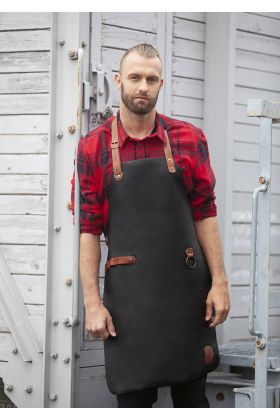 Leder Latzschürze schwarz