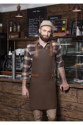 Leder Latzschürze X-Style mit Kreuzträgern mokka
