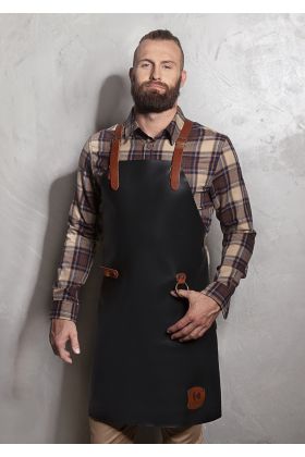 Leder Latzschürze X-Style mit Kreuzträgern schwarz