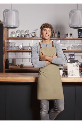 Latzschürze Green-Generation, aus nachhaltigem Material kieselbeige