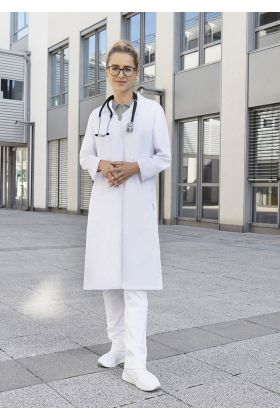 Damen Arzt- und Labormantel Modern-Shape mit Stehkragen weiß