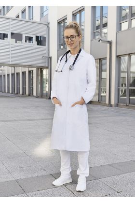 Damen Arzt- und Labormantel Classic-Shape mit Reverskragen weiß
