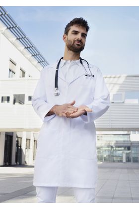Herren Arzt- und Labormantel Classic-Shape mit Reverskragen weiß